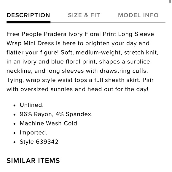 Free people Ivory Floral Print Long Sleeve Wrap Mini Dress - Picture 6 of 11